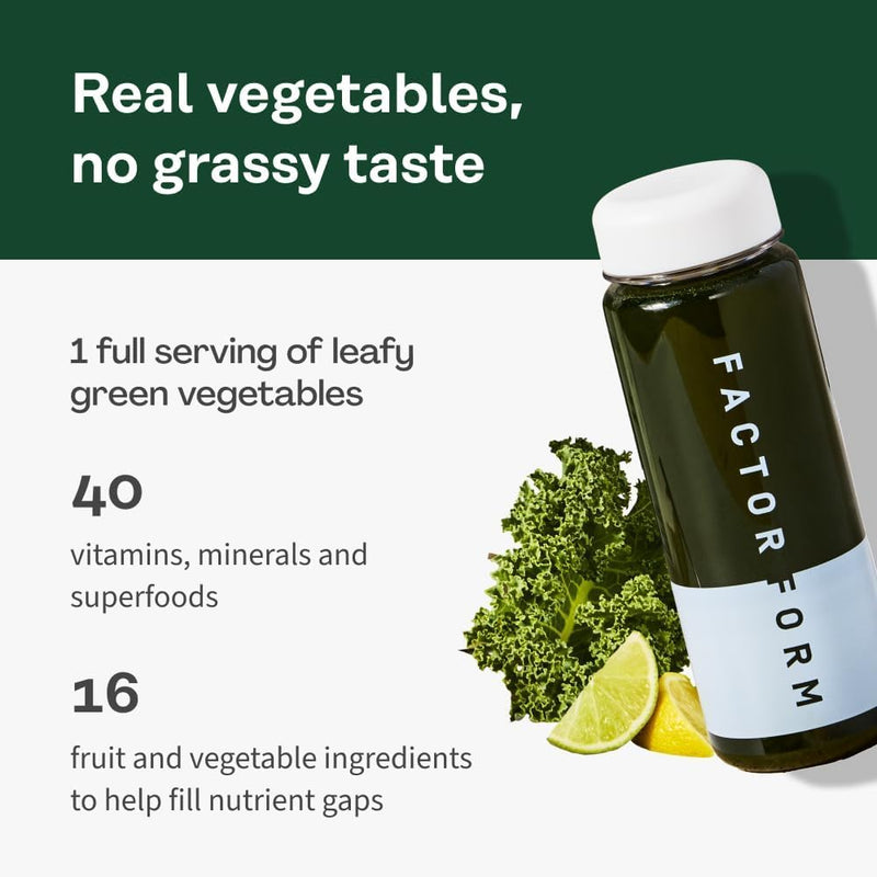 FACTOR FORM Daily Greens Superfood Powder | 5 Functional Blends for Gut Health, Energy & Immunity | Prebiotics, Probiotics, Adaptogens, B Vitamins (30 Servings, Jar) 8.1 Ounce (Pack of 1)
