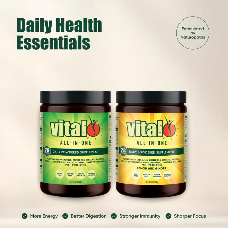 Vital All-in-One Daily Powdered Supplement - Natural Greens Superfood Powder for Energy & Health, Super Greens Powder Drink Mix with Probiotic & Antioxidant Support - 10.58 oz (300 g) | Natural Greens Superfood Powder for Energy & Health, Super Greens ...