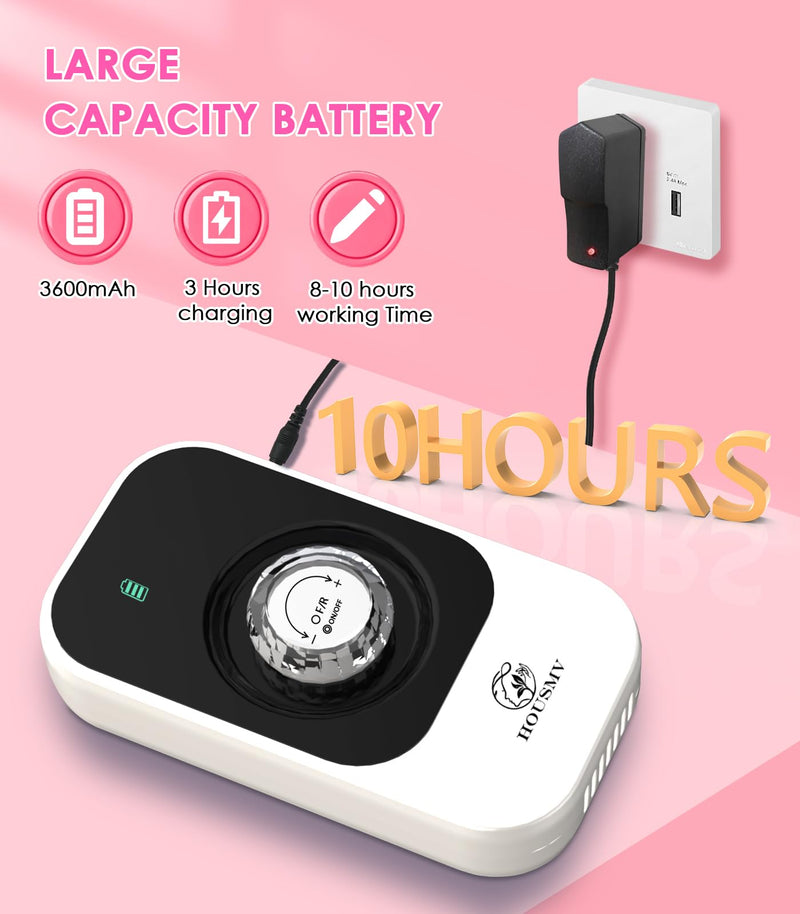 Portable Nail Drill Electric File: 40000RPM Professional Rechargeable Nail E File Machine, Cordless Nail Drill with Bits & Base for Acrylic Nails Remove Nail Gel Polish Manicure for Salon Home, White - BeesActive Australia