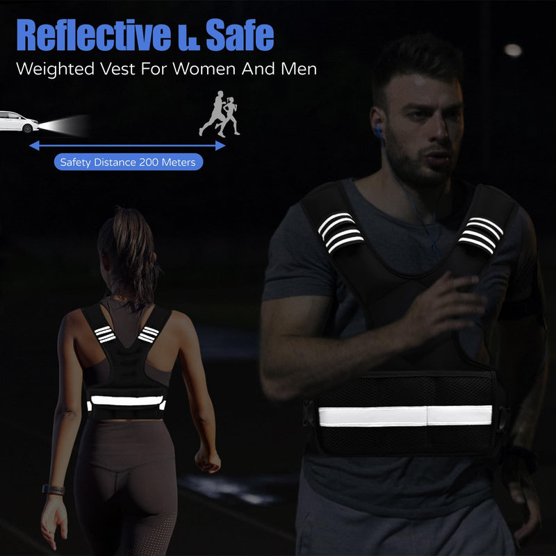 Weighted Vest Women Men - Adjustable Weighted Vest Woman with 6 Ironsand Weights, 4-10lb/11-20lb/21-32lb Vest for Walking, Running, Fitness, Strength Training, Workouts Black - BeesActive Australia