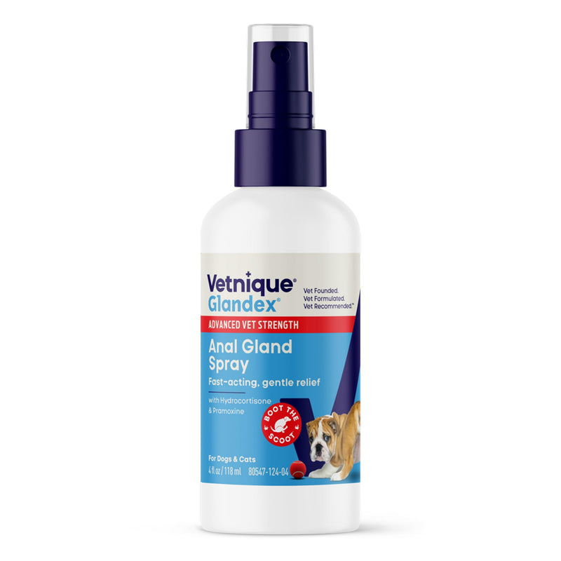 Vetnique Glandex Anal Gland Medicated Spray for Dogs & Cats (4oz) and Glandex Beef Liver Anal Gland Support Powder (5.5oz) Bundle