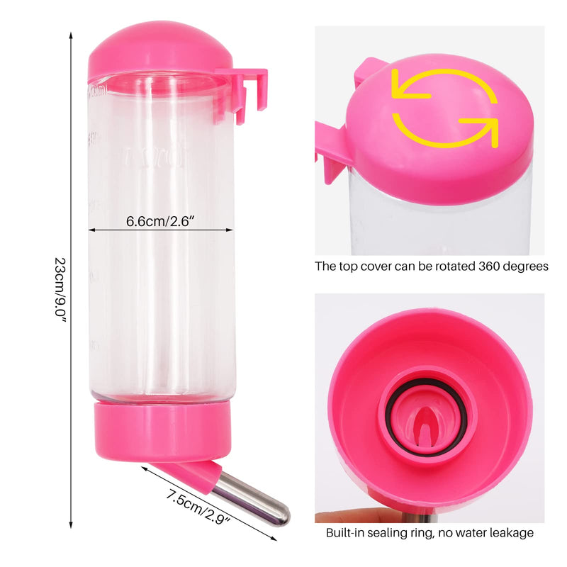 2 Pack 16 oz Guinea Pig Water Bottle no Drip for Cage no Leak Rat Small Animal Hamster Rabbit Water Bottle Attaches to Cage Bunny Water Dispenser,Ship by Random Color - BeesActive Australia