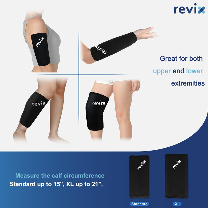 REVIX Shin Splint Relief Ice Packs, Calf Compression Sleeve for Legs Reusable Ice Pack for Elbow, Arm & Knee Pain Relief, Hot Cold Therapy for Sports Injury Recovery & Sprains Standard 1.0 - BeesActive Australia