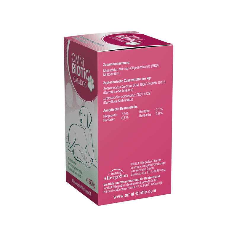 OMNi BiOTiC CAT & DOG | 60g | 2 bacterial strains | up to 7.5 billion germs per daily dose | powder | Probiotic supplementary food for dogs and cats - BeesActive Australia