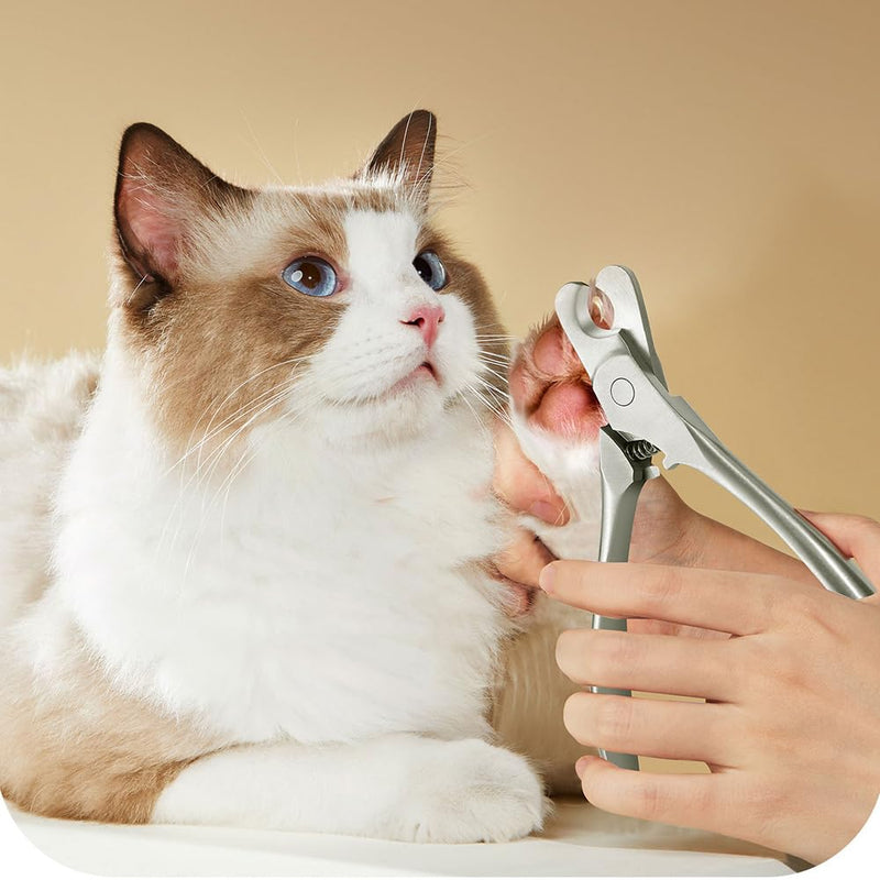 Cat Nail Clipper, Stainless Steels Pet Nail Cutters with Crescent-Shaped Cutter Avoid Overcutting for Dogs Cats Rabbits