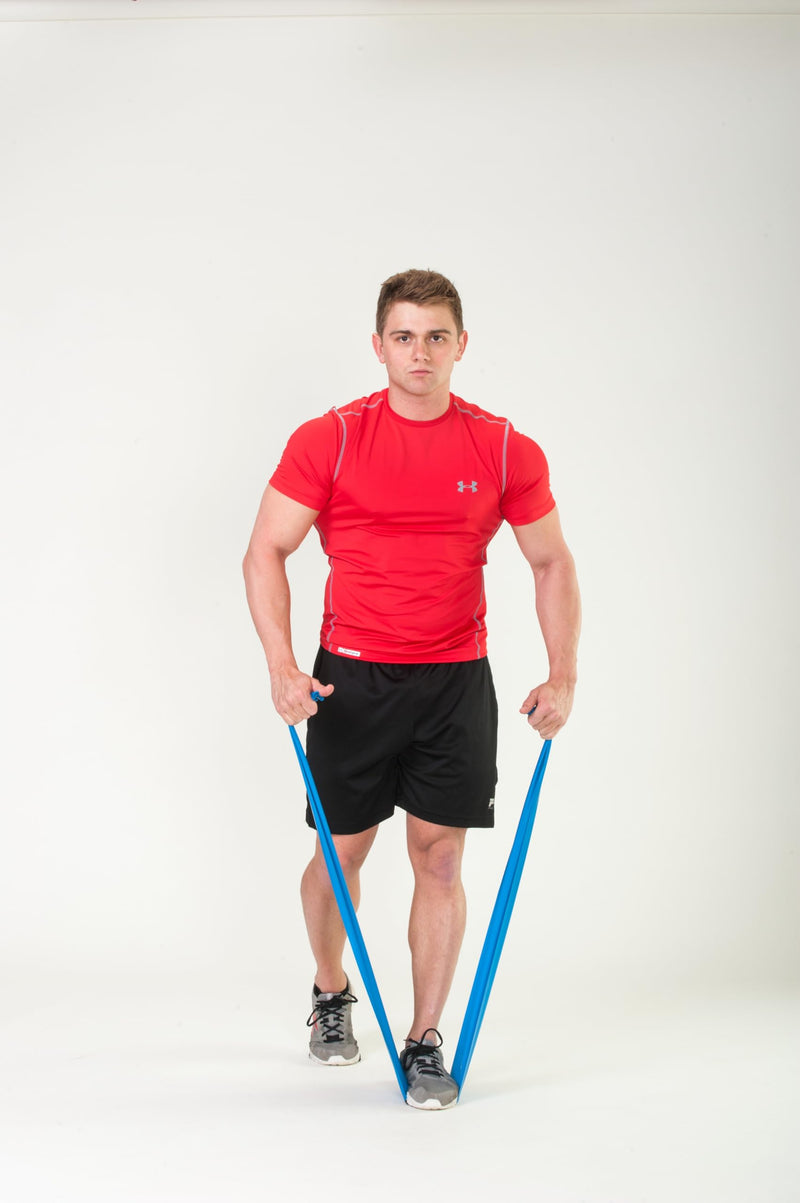 Black Mountain Products Therapy Exercise Bands with Resistance Band Carrying Case, Door Anchor and Starter Guide, Yellow, Blue, Green - BeesActive Australia