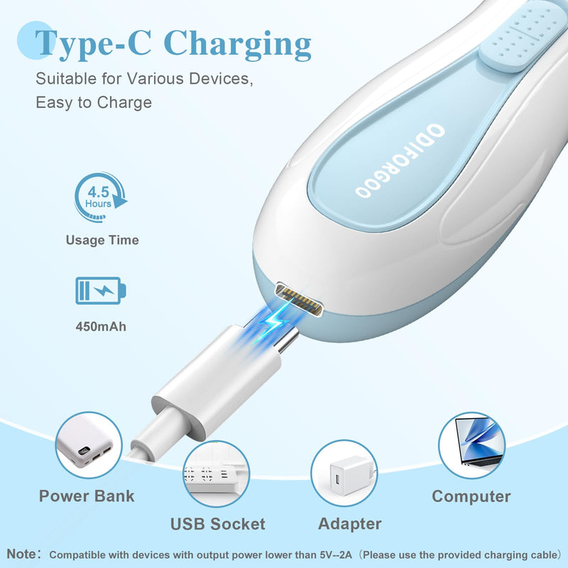 Baby Nail Trimmer Electric Baby Nail File,USB Charging 15 in 1 Nail Clippers kit with Dust Cover LED Light,Trim Buffer Kit for Newborn Infant Toddler or Adults Toes Fingernails CareÔºàBlueÔºâ Blue
