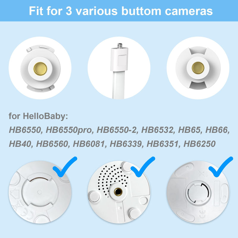 HelloBaby Baby Monitor Mount Works HB6550/ HB65/ HB6339/ HB40/ HB6081/ HB66/ HB6351, 20 Inch Flexible Arm Bracket, Baby Monitor Holder Attaches to Crib Cot Shelves, Indoor Without Tools or Wall Damage - BeesActive Australia