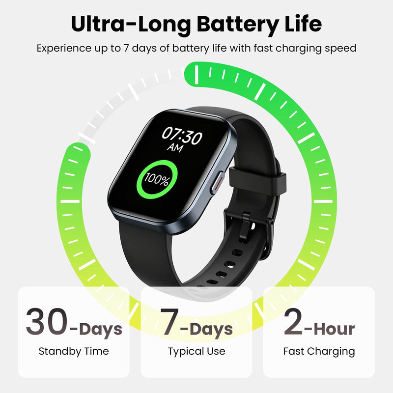 Smart Watches for Men Android & iPhone, 1.8" HD Alexa Built-in Smartwatches Fitness Tracker Watch with Bluetooth Calls, IP68 Waterproof, Heart Rate/Sleep/SpO2 Monitor, 110 Sport Modes - Black Deep Black