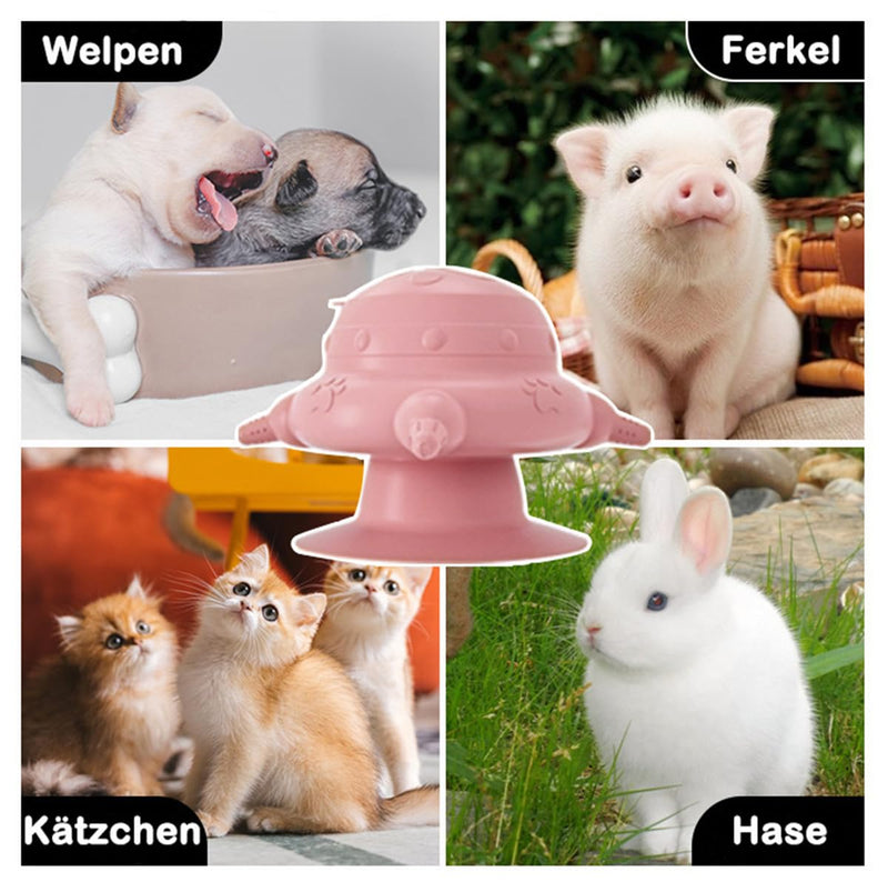 Rearing Aid Puppy Cat Milk Feeding Station with 4 Nipples Puppy Feeding Station Silicone Breastfeeding Station Self Feeding Feeder Puppy Milk Cat Milk Feeding Station for Baby Pet (Pink) Pink - BeesActive Australia