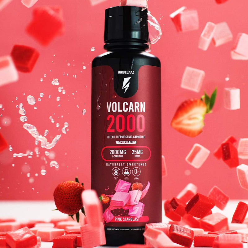 InnoSupps Volcarn 2000 - L-CARNITINE Advanced Energy Liquid | ATP Enhancer with GBEEC | Boosts Energy, Enhances Focus, Caffeine Free, No Artificial Sweeteners | 32 Servings (Pink Starblast) Pink Starblast