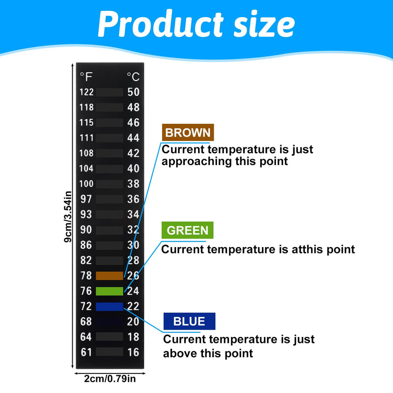 TIESOME 4Pcs Aquarium Thermometer Strip, 61-122℉(16-50°C) Thermometer Sticker Adhesive Thermometer Strip for Home Fish Tank and Aquarium - BeesActive Australia