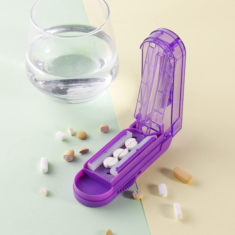 Multiple Pill Splitter,Stainless Steel Cutting Blade Guard(Purple) Purple