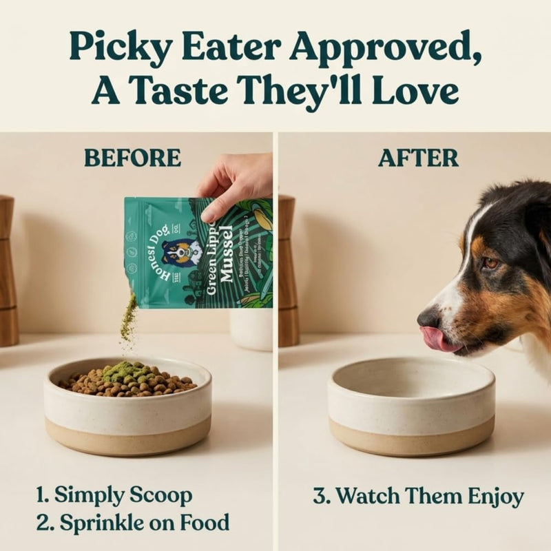 Green Lipped Mussel for Dogs | 100% Pure New Zealand Green Lipped Mussel Powder | Joint Support Omega 3, Glucosamine & Chondroitin | Additive Free, Freeze Dried | 100g | by Honest Dog Co. 100 Grams