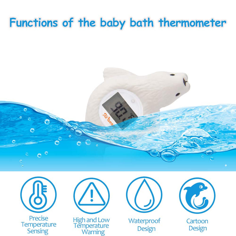 Doli Yearning Upgrade Baby Bath Thermometer Room Temperature| Water Thermometer|Kids' Bathroom Safety Products| Baby Bath(Seal Shape)℃/℉, LCD White
