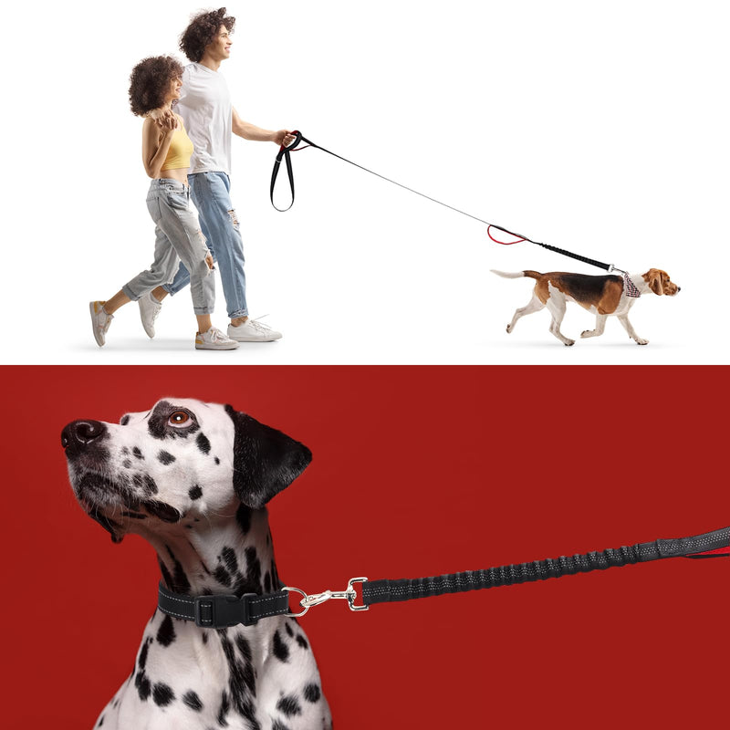 BTINESFUL Dog Leash 8ft with 3 Handles, Traffic Padded Triple Handle Leash, Shork Absobing Bungee Dog Leash, Reflective Three Handles Dog Leash for Control Safety Training Large Medium Dogs (Black) 1 in x 8 ft Black - BeesActive Australia
