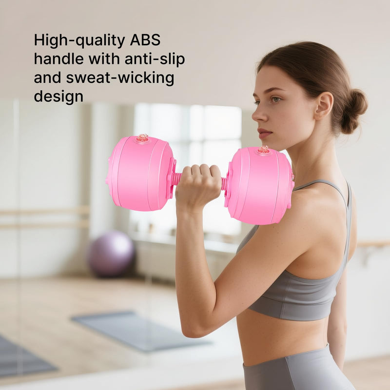 Water Filled Dumbbells Set - Water Filled Weights - Portable Travel Weights - Weights Adjustable Dumbbells - Portable Fitness Equipment - Strength Training - Fitness and Shaping Pink：up to 20 lbs