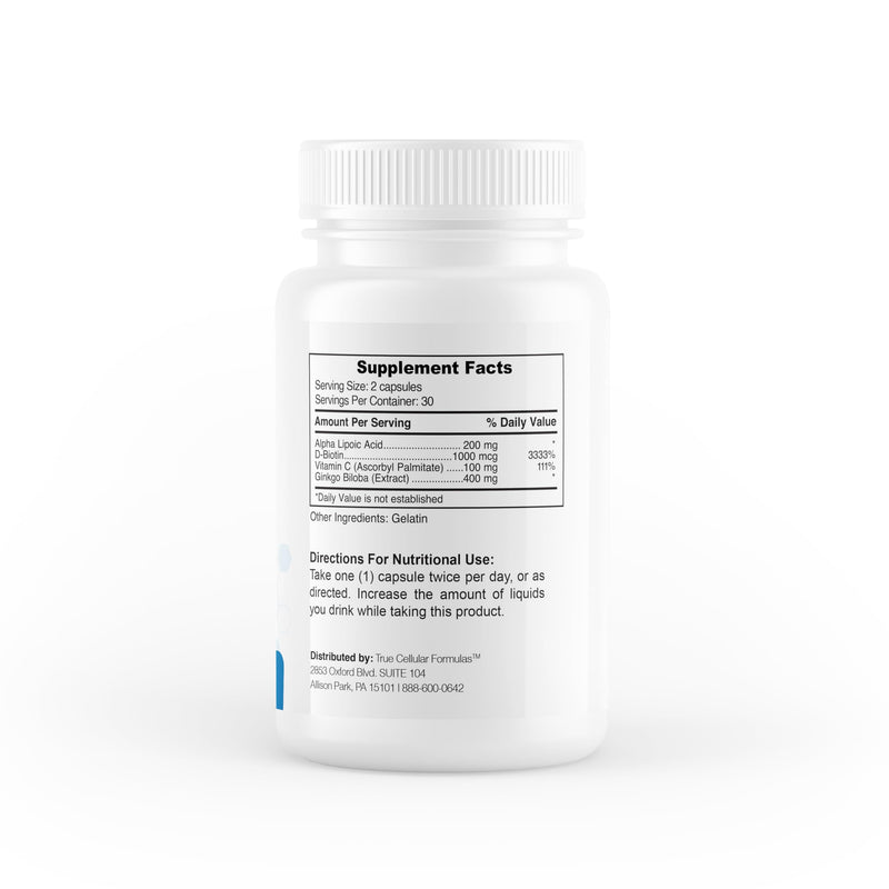 True Cellular Formulas BrainDTX - Supports Cognitive Function, Focus & Mental Clarity - Promotes Clear Thinking & Memory - with Alpha Lipoic Acid & Biotin - Antioxidant Support - 60 Capsules