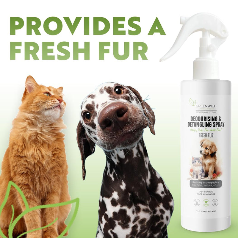 Greenwich Vegan Detangling and Deodorizing Spray for Cats and Dogs, Easy Grooming with Argan Oil and Lavender, Fresh Scent and Tangle-Free Coat, 400ml - BeesActive Australia
