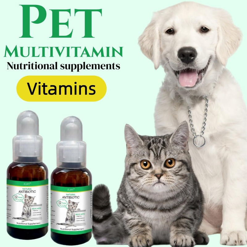 Natural Antibiotics for Cats, 2 Pieces Cat Antibiotics for Infections, Cat Antibiotics for UTI, Cat Antibiotic Supports Immune System & Cat Allergy Relief, 30 ml