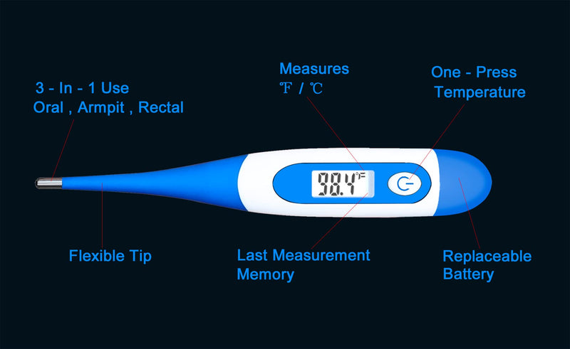 Oral Thermometer, Digital Thermometer for Fever (A, Pack of 4) A