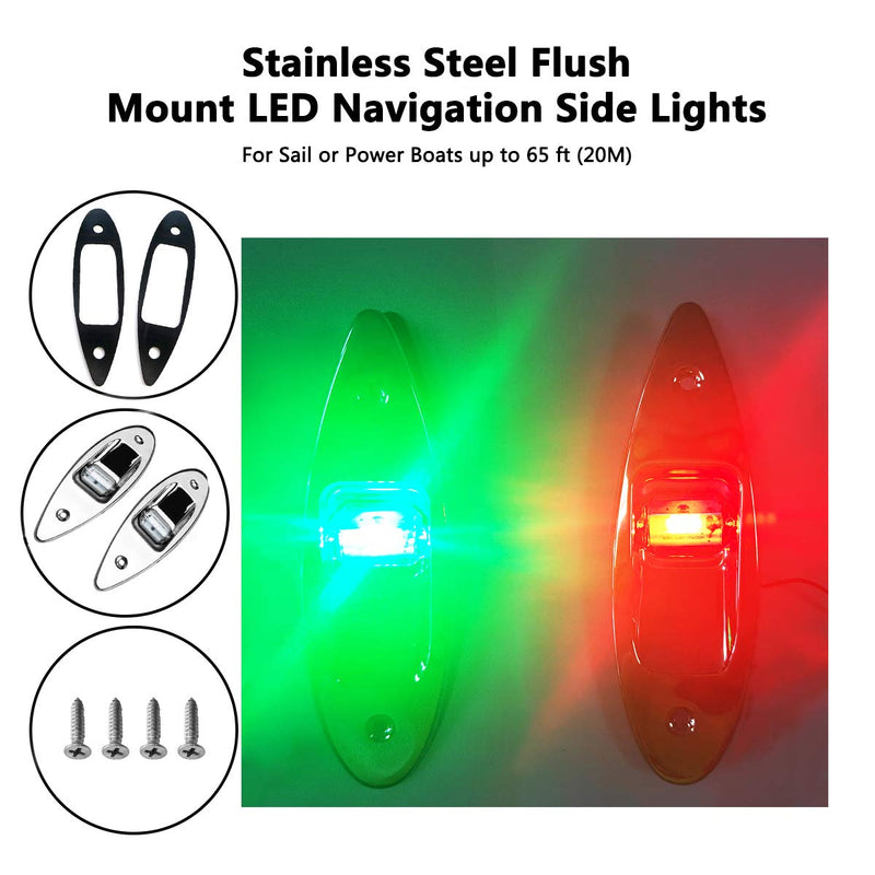 TIKSCIENCE Boat Navigation Lights 12V Waterproof LED Flush Mount Marine LED Boat Lights Shark Eye Teardrop Lights Red and Green Side LED Bow Light for Pontoon Skiff Fishing Boats Teardrop Light - BeesActive Australia