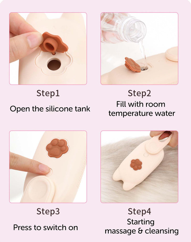 Cat Steam Brush for Shedding, Steam Brush for Indoor Cats, Water Brush, Cat Spray Mist Massaging Brush, Pet Hair Removal Brush, Suitable for Cats, Dogs and Rabbits, Cat Cleaning Brush 😽beige - BeesActive Australia