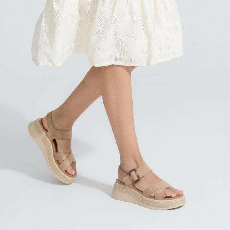 UBFEN Womens Platform Sandals Low Wedge Espadrille Orthopedic Arch Support 11 B Khaki