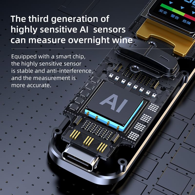 Breathalyzer Portable Alcohol Tester, High Accuracy with USB Rechargeable, HD Digital Display with Warning Function for Home or Party Use - BeesActive Australia