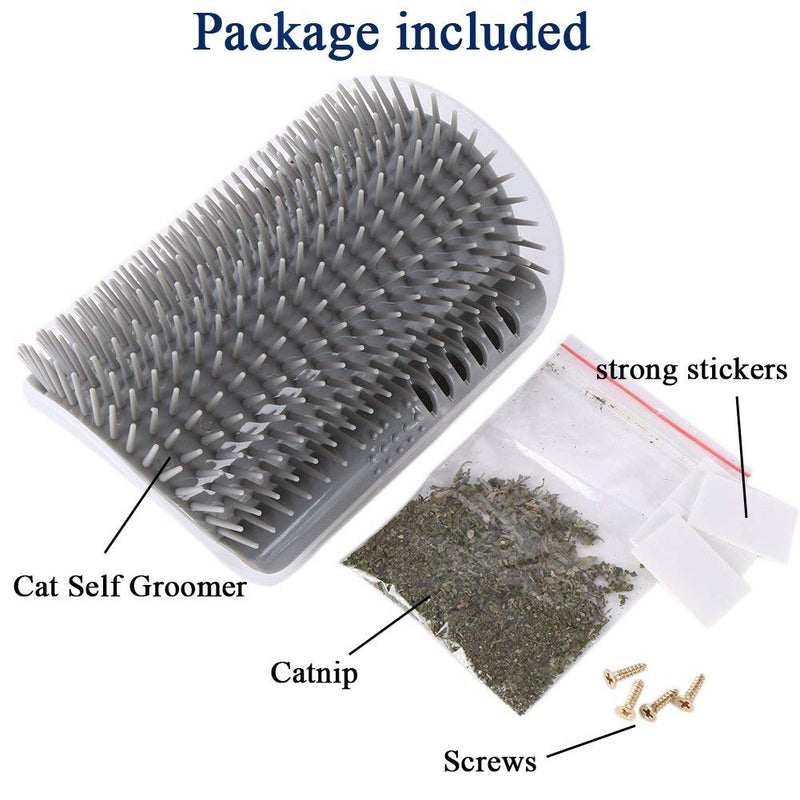 WWVVPET 3.0 Softer Grey Hair Brush with Catnip, Wall Corner Scratcher Comb, Grooming Massage Brush for Long & Short Fur Cat/Kitten/Puppy 3.0 Softer Grey (1 Pack) - BeesActive Australia