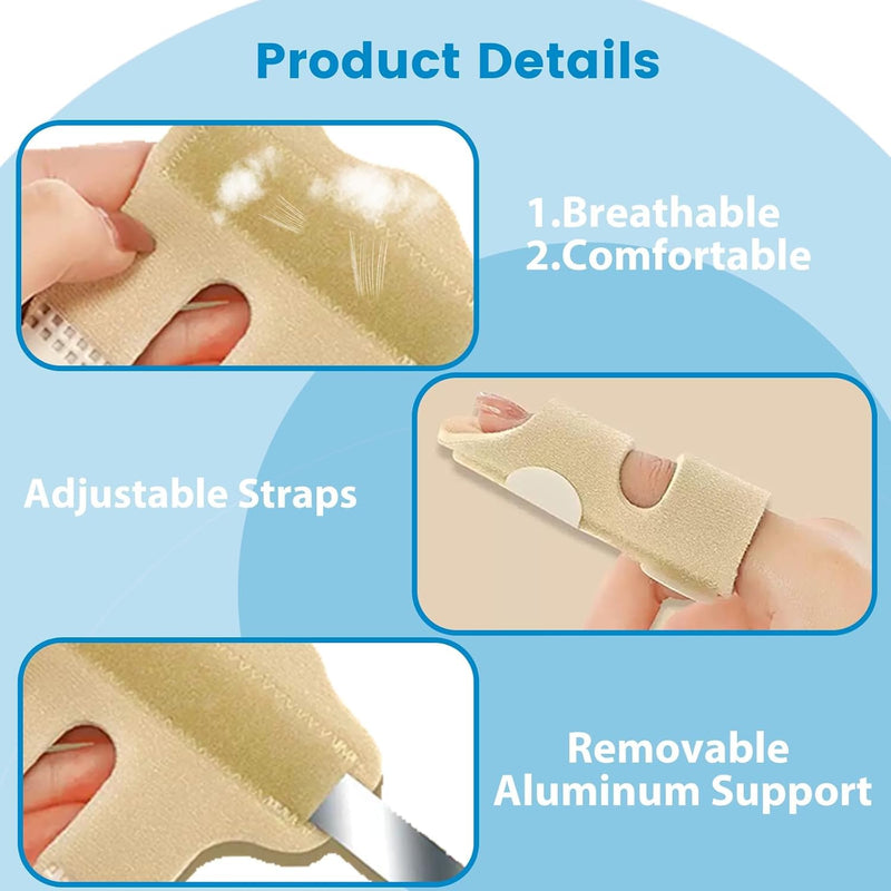 Finger Splints, Finger Brace for Trigger Finger - Broken Finger - Arthritis - Straightening - Support for Index - Middle - Ring One Size Beige 4