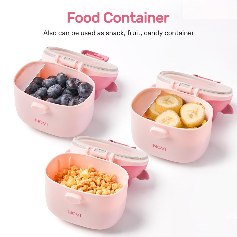 NCVI Baby Formula Dispenser On The Go, Formula Container To Go, Formula Holder for Travel, Outdoor Picnic with Baby Infant, Portable Container for Milk Powder, Snacks, Candy, Fruits (Pink) Pink Cow - BeesActive Australia