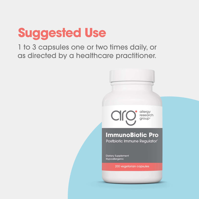 Allergy Research Group ARG ImmunoBiotic Pro Postbiotic Immune, 200 Capsules | Postbiotic Immune Regulator with Lactobacillus Rhamnosus Lysate for Immune System and Gut Barrier Function
