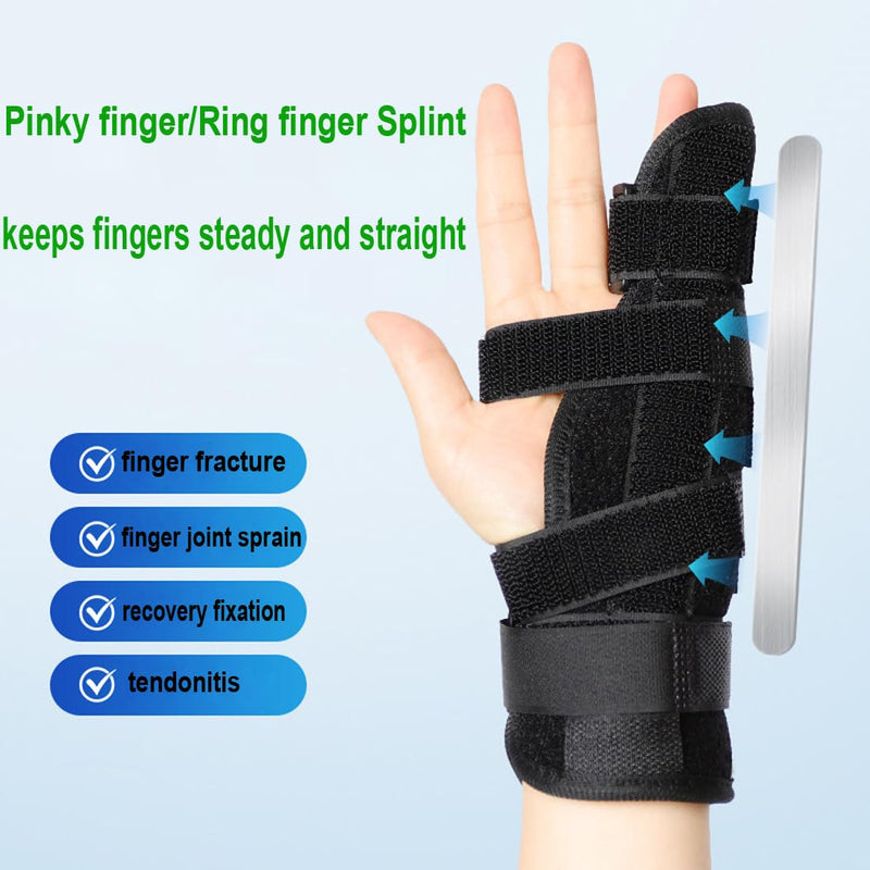 Boxer Finger Splint Brace Adjustable Metacarpal Hand Brace Supports Pinky, Ring, Middle Metacarpals and Knuckles Right or Left,Straightening for Trigger Finger, Injury, Fracture, Broken, Tendonitis