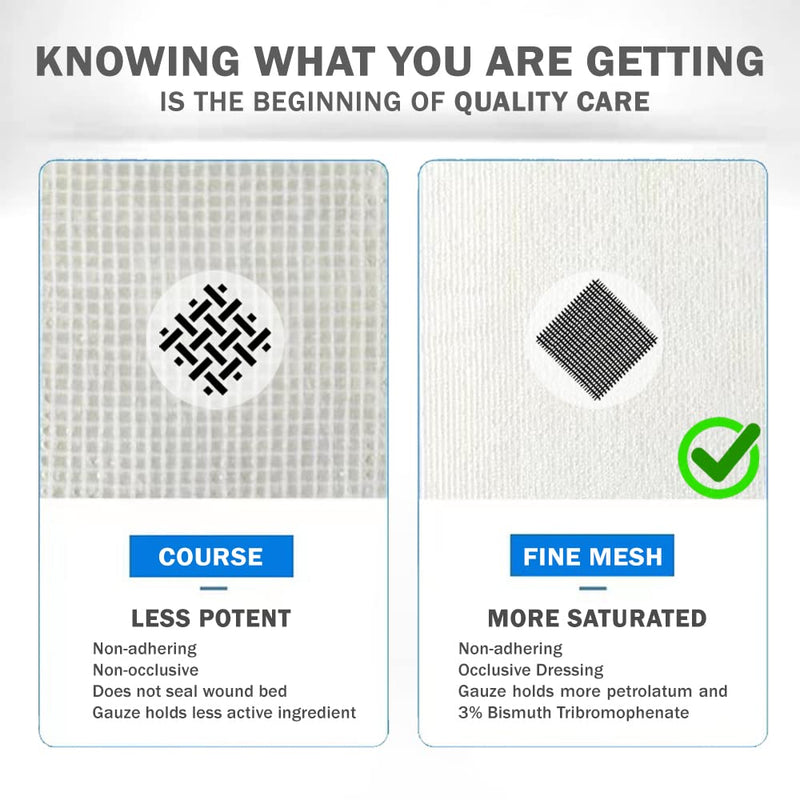 EVERLIT Xeroform Petrolatum Dressing | Sterile, Non-Adherent Occlusive Fine Mesh Gauze Pad | Non-Toxic, Gentle Patch for Burns, Laceration, Surgical Incisions & Skin Grafts (1" x 8" | Pack of 50) 1" x 8" | Pack of 50