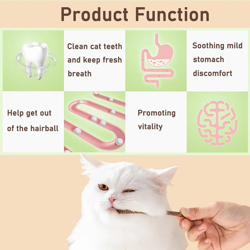 50 PCS Catnip Sticks For Cats, Cat Dental Chew Sticks, Matatabi Cat Dental Care, Silvervine Cat Teeth Cleaning Dental Sticks, Kitten Teething Toys for Indoor Cats 50 pcs