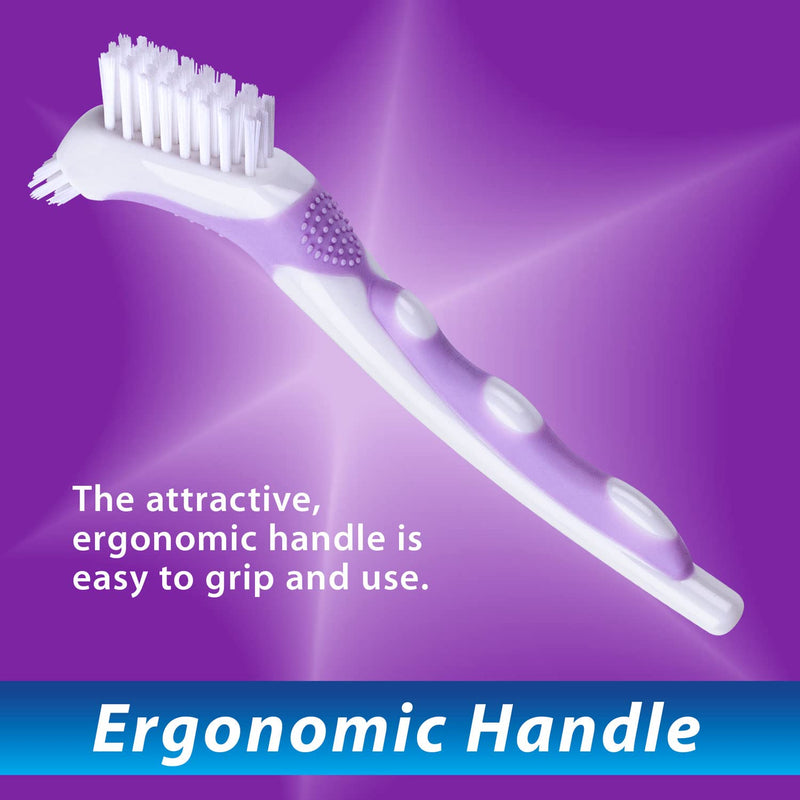 BrightWorks Denture Brush, Dual-Action Brush Heads, Manual Brush (Pack of 3) - BeesActive Australia