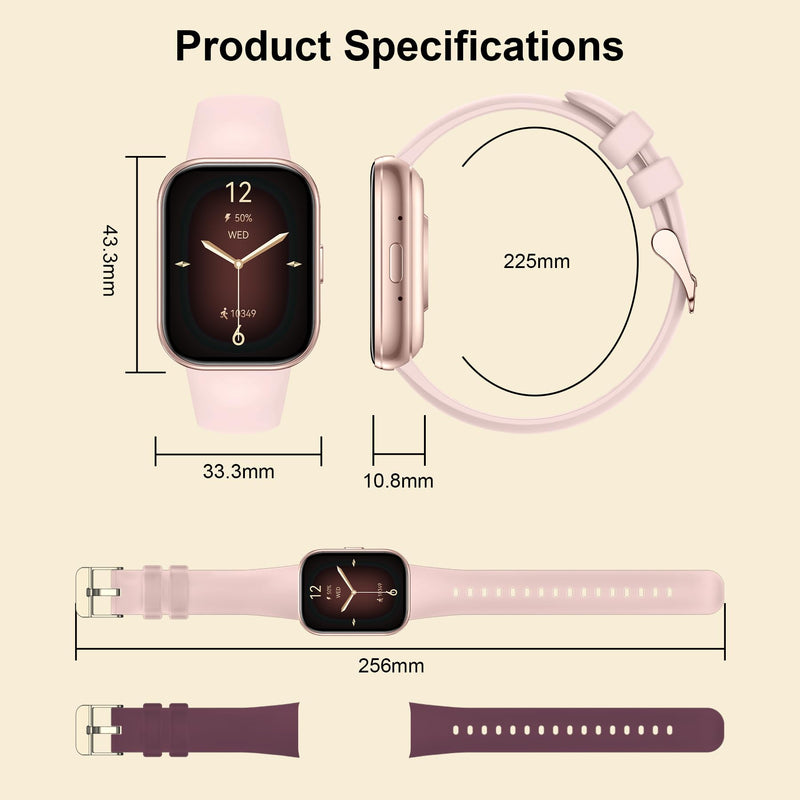 Smart Watch for Women with Bluetooth Call/Answer,1.75" Fitness Watch with Pedometer Heart Rate Sleep Monitor Step Counter Calorie 120+Sport Modes Smartwatch for Android iOS Pink(1.75'') - BeesActive Australia