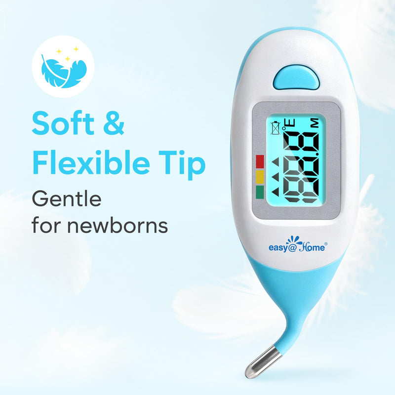 Easy@Home Baby Rectal Thermometer with Fever Indicator, Clear LCD Display for Fast Readings, Soft Flexible Tip for Infant & Newborn Use – EMT-027