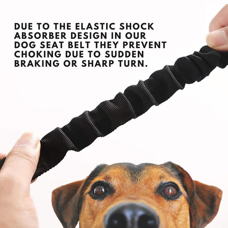 Norox Set of 3 Retractable Seat Belts: Adjustable Dog Seat Belt for Car | Sturdy, Durable, 360 Degree Rotating Elastic Straps for Pet Safety | Universal Fit Small to Large Dog Seat Belt Harness, Black - BeesActive Australia