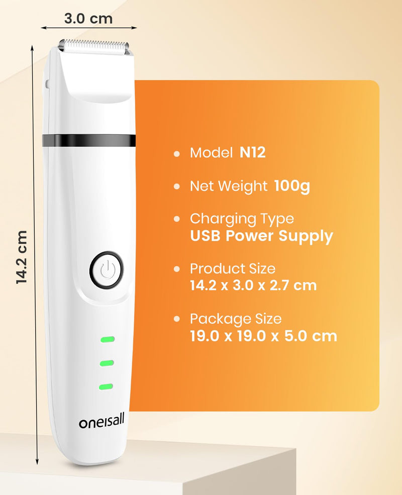 oneisall Quiet Clipper Cat Dog Set, 3 in 1 Dog Clipper Cat Razor Professional Hair Clipper for Paws, Butts, Knotted, Dingleberry (White) White - BeesActive Australia