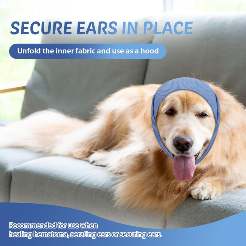 COMFPET Happy Hoodie for Dogs & Cats, Noise & Hearing Protection, Soothing Earmuffs, Ear & Wind Protection, Reduces Fear of Fireworks, Ideal for After Surgery, M (Blue) Blue M - BeesActive Australia