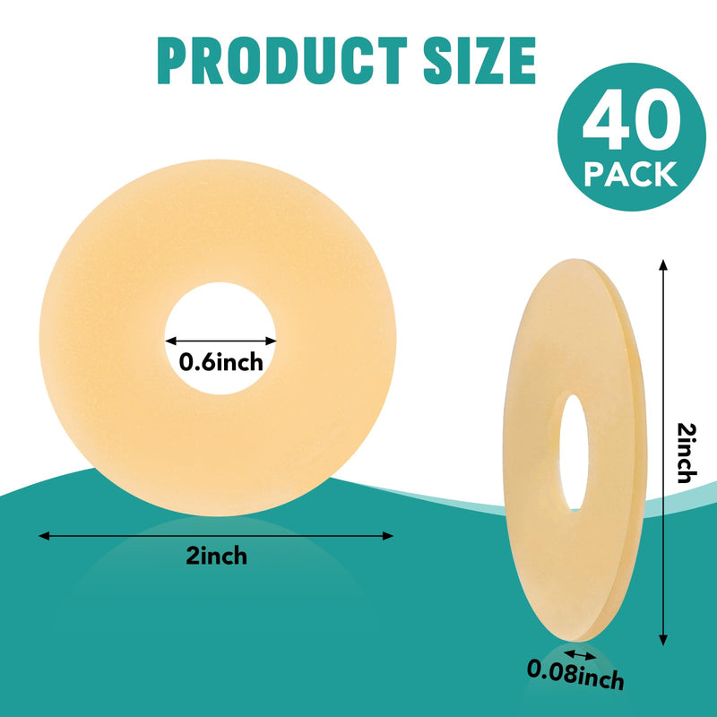 40Pcs Ostomy Barrier Ring - Outer Diameter 2" (50mm) 2mm Thickness,Moldable Ostomy Rings,Hydrocolloid Skin Extender Rings for Colostomy Bags 40 PCS - BeesActive Australia