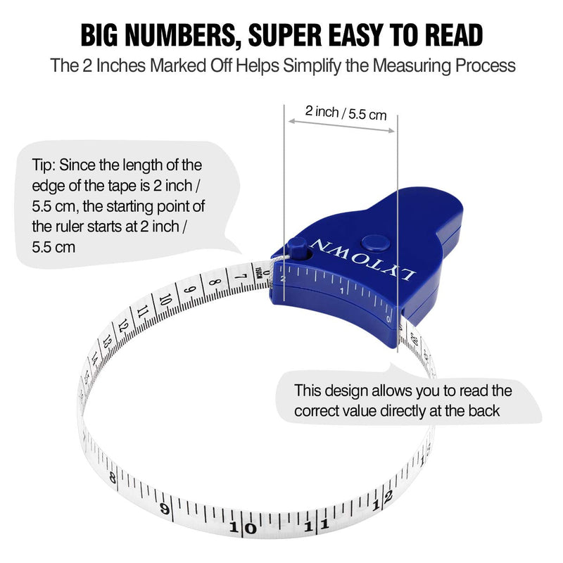 2PCS Body Measure Tape 60inch (150cm), Automatic Telescopic Tape Measure for Body Measurement & Weight Loss, Accurate Tape Measure for Tailor, Sewing, Fitness, Handcrafts, Clothes Blue - BeesActive Australia