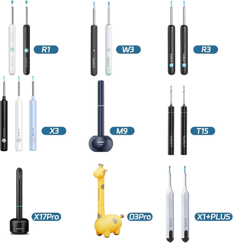 Bebird Replacement Tips Ear, 16 Pieces Waterproof Silicone Ear Spoon for Ear Wax Removal Endoscope, BEBIRD Original Ear Cleaner Tips Set for W3/R3/T15/X3/X17 PRO/D3Pro/T5/R1(Latest Version) - BeesActive Australia