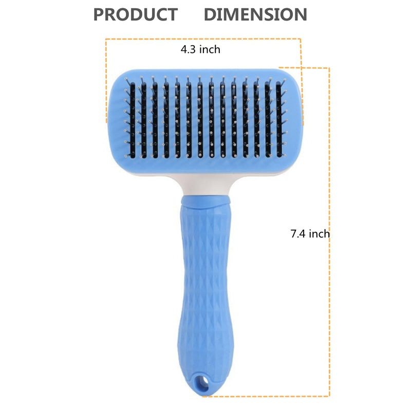 2-in-1 Pet Grooming Tool: Slicker Brush with Release Button for Cats & Dogs, Removes Tangles & Loose Fur, Ideal for Long or Short Hair, Grey - BeesActive Australia