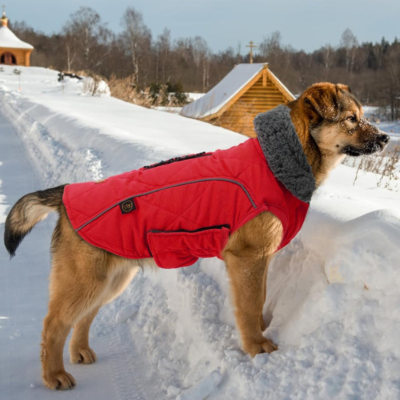 EMUST Dog Winter Jackets, Small/Medium/Large Dog Coat for Winter, French Bulldog Clothes for Dogs, Dog Cold Winter Jacket for Large Dogs, Red, XL X-Large(Pack of 1) NewRed - BeesActive Australia