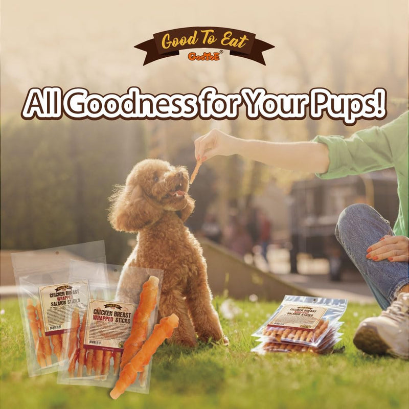 Gootoe Dog Treats, All Natural, Low Fat, Premium Training Chews, Healthy & Easily Digestible, Treat and Train, Chicken Breast Wrapped Salmon Sticks, 6oz 6 Ounce (Pack of 1)