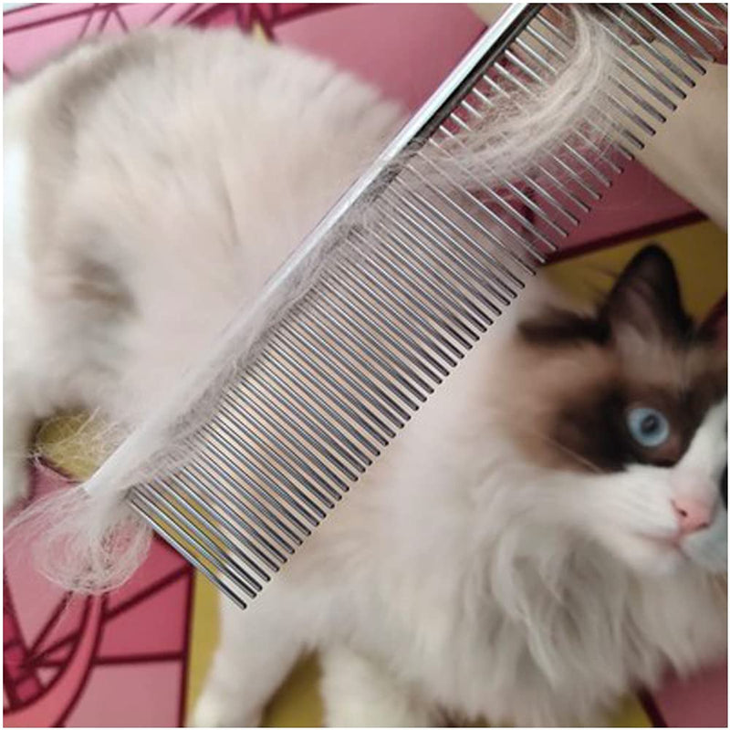 Dog Combs for Grooming, Metal Dog Comb and Flea Comb with Rounded Teeth for Removing Tangles and Knots for Long and Short Haired Dogs and Cats (stainless steel) stainless steel - BeesActive Australia