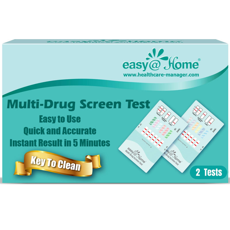 Easy@Home Multi-Drug Screen Test: 2 Pack Urine Drug Tests Kit, Testing AMP,BZO,COC,THC,MET,MOR,OXY,BAR,BUP,MDMA,PCP,MTD, All in One Screening Tests Panel, Marijuana Urine Drugs Test #EDOAP-6125B 2 Count (Pack of 1)